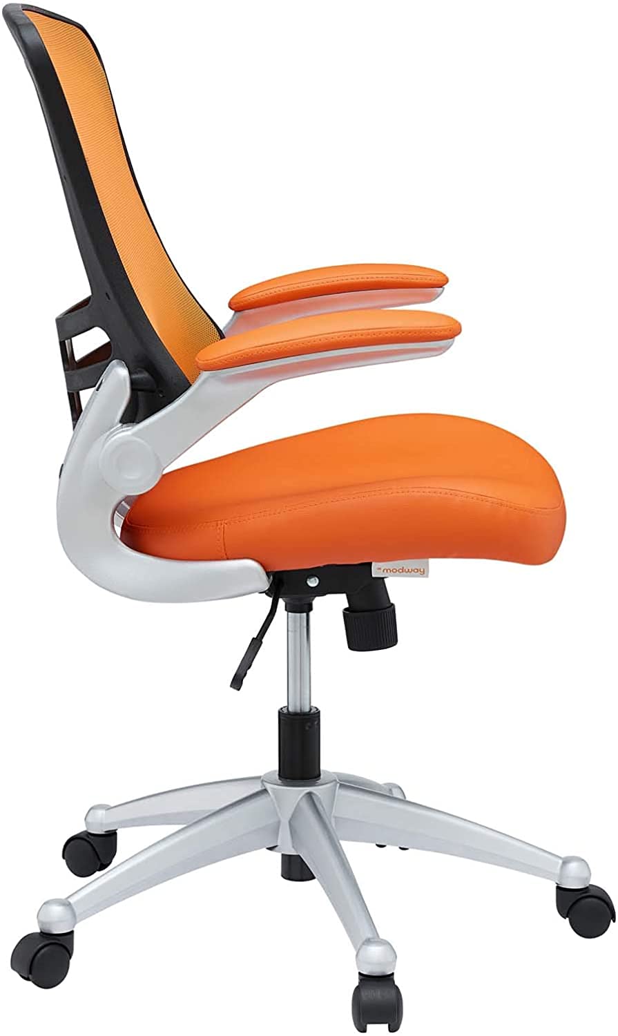 Orange Mesh Back Vinyl Seat Office Chair M8381