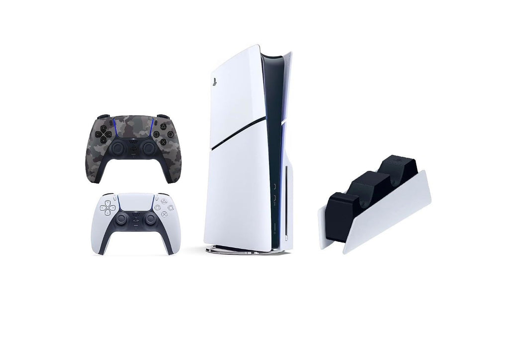 Playstation 5 Slim Disc 1TB Console Bundle with Controllers and Charging Station M32031