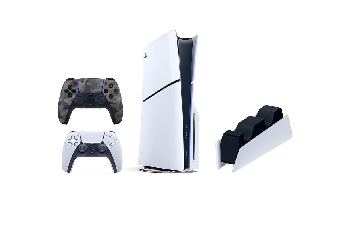 Playstation 5 Slim Disc 1TB Console Bundle with Controllers and Charging Station M32031