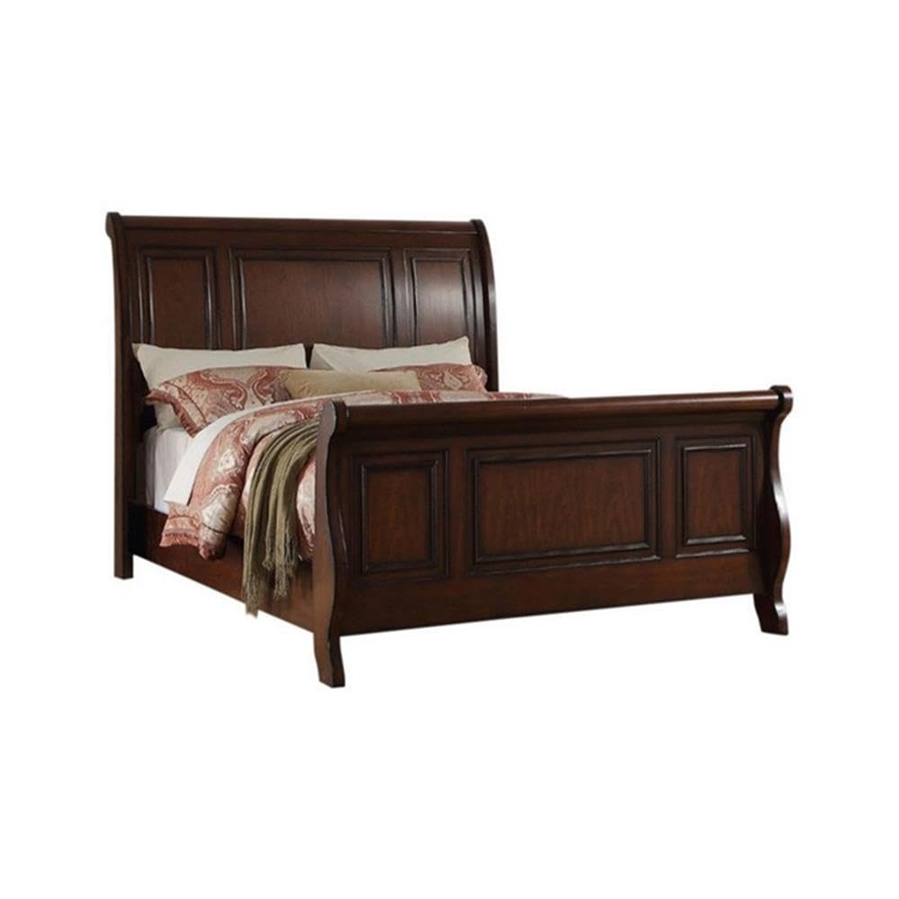 California King Pine Wood Sleigh Bed L19934