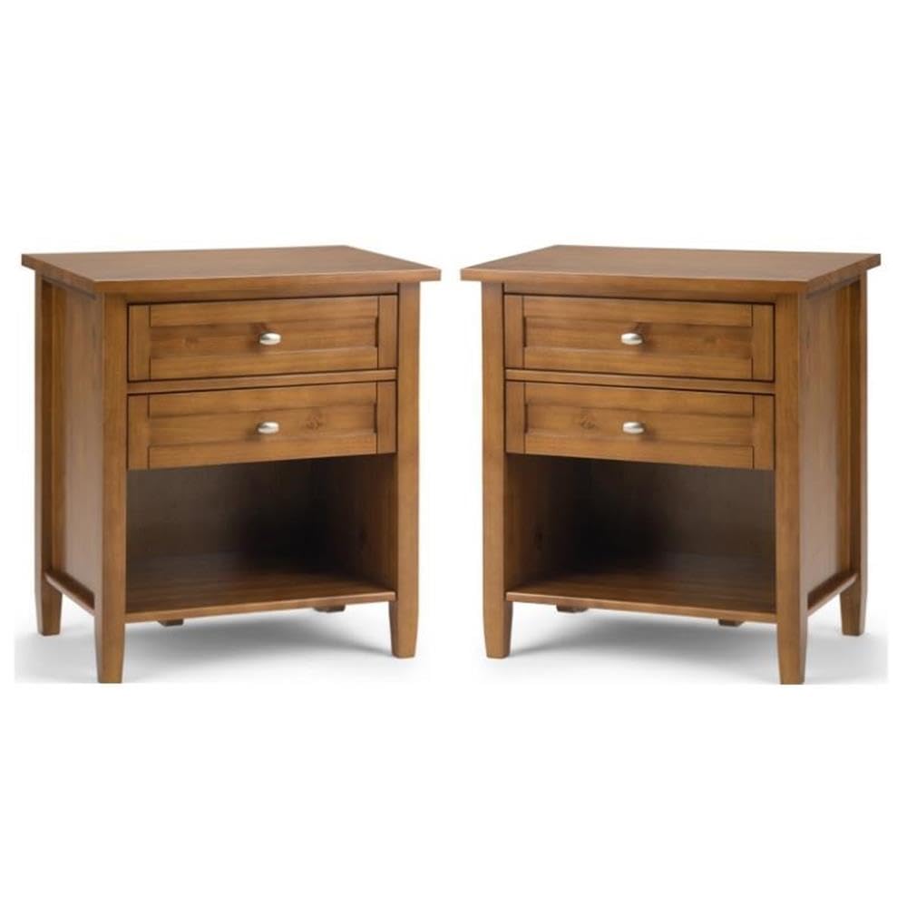 2-Piece Wood 24" Bedside Nightstand Table Set J50484