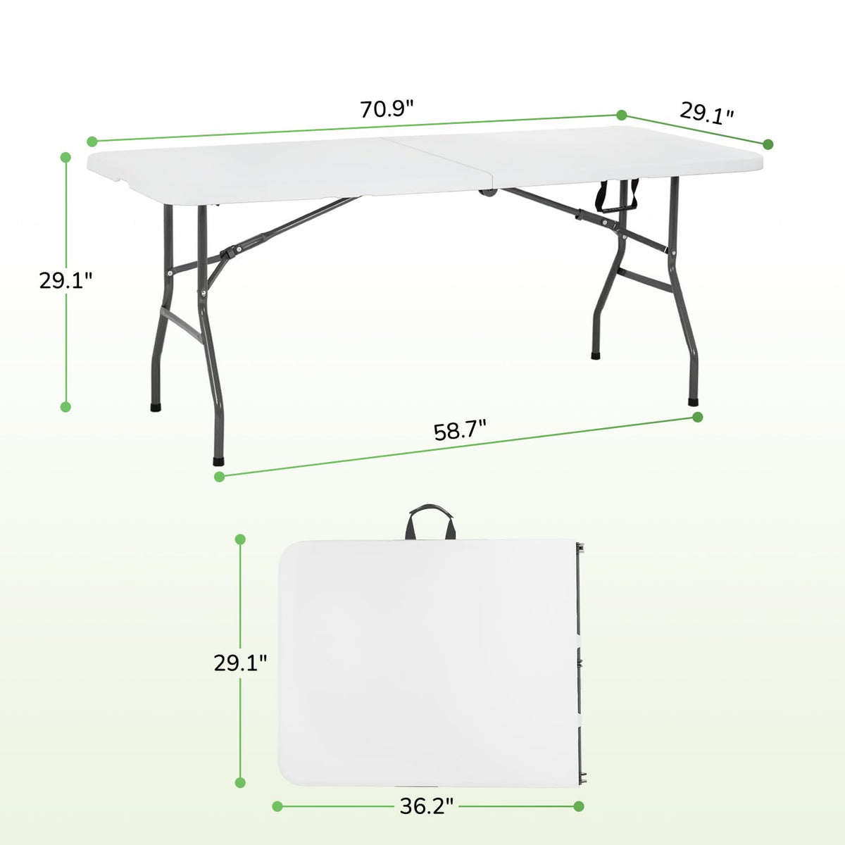 6FT White Portable Plastic Folding Table E76924