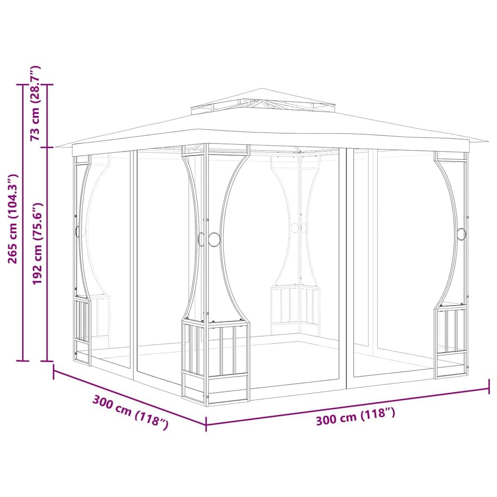 Steel Frame Gazebo with Nets, 9.8x9.8x8.7 ft Anthracite B31664
