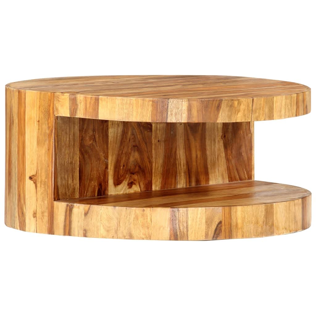 Round Coffee Table 25.6"x11.8" Solid Sheesham Wood R9552