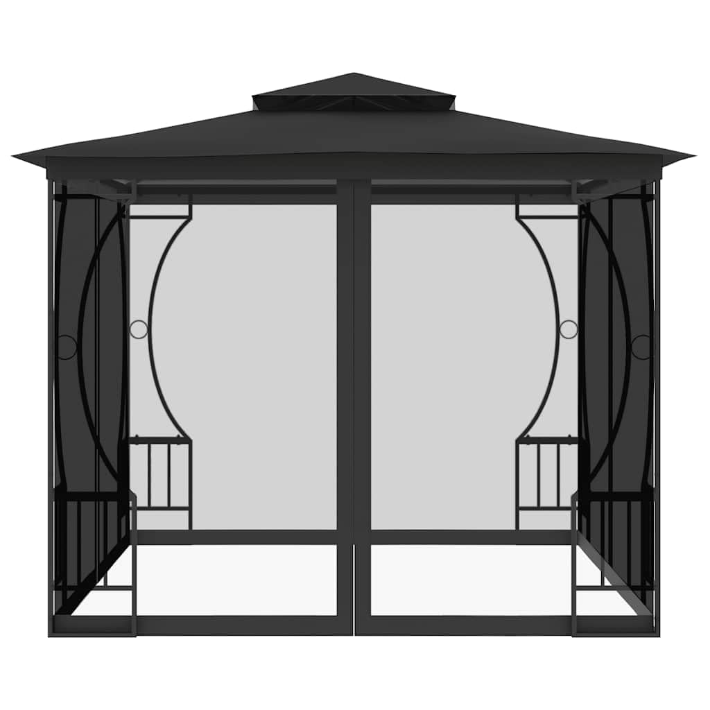 Steel Frame Gazebo with Nets, 9.8x9.8x8.7 ft Anthracite B31664
