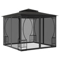 Steel Frame Gazebo with Nets, 9.8x9.8x8.7 ft Anthracite B31664