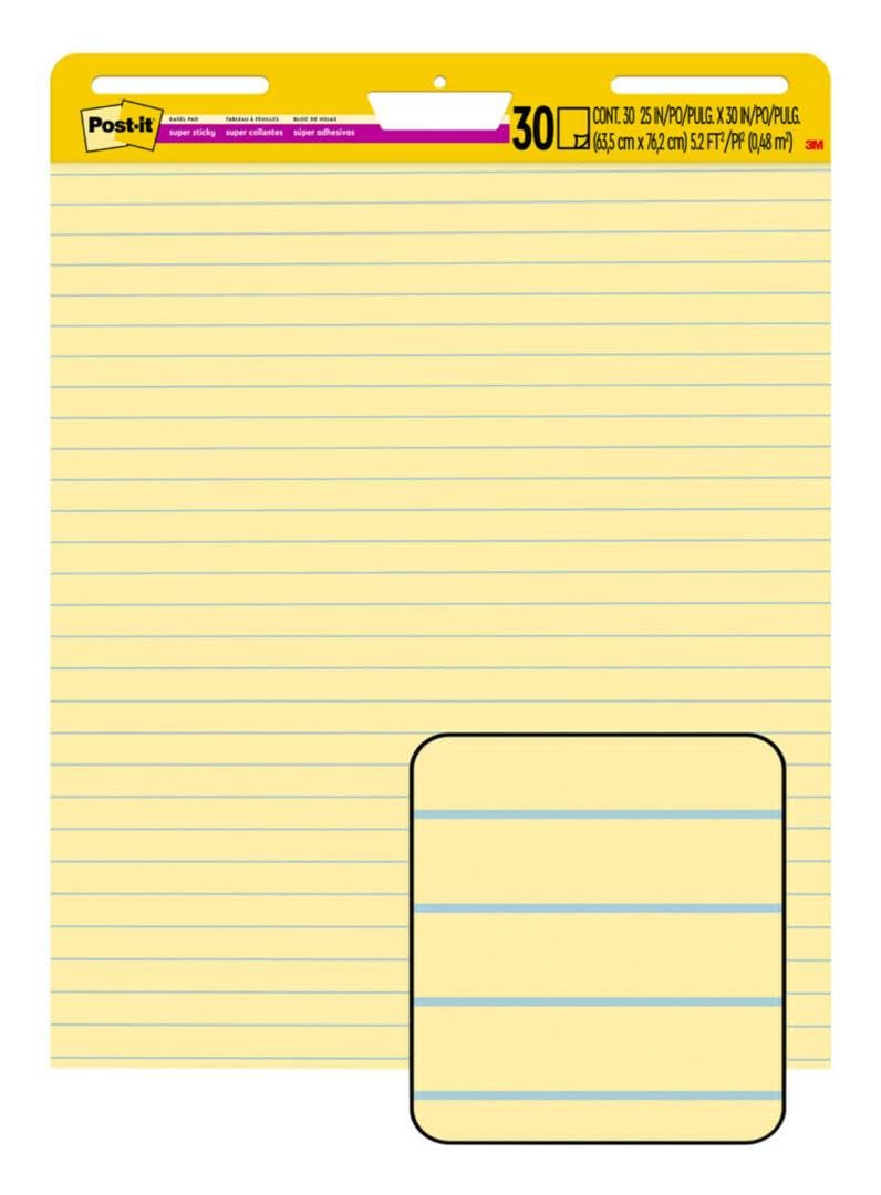 Yellow Lined Easel Pad, 25 x 30 in, 2 Pads Q8604