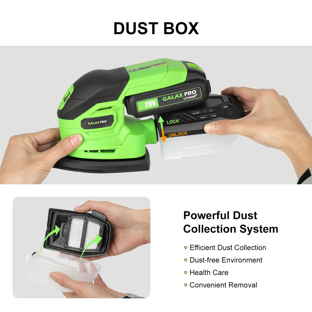 Cordless Detail Sander 2.0Ah Battery, 20 Pcs Sandpapers L905