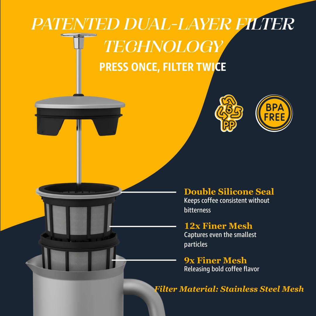 18oz Brushed Stainless Steel French Press O385910