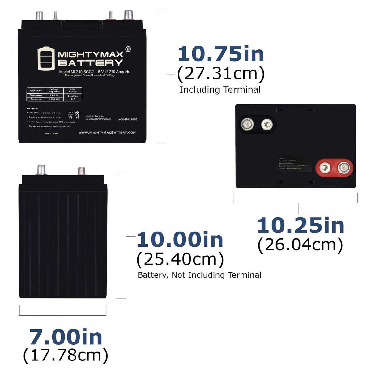 6V 210AH Dual Terminal SLA Replacement Battery 4 Pack C30625