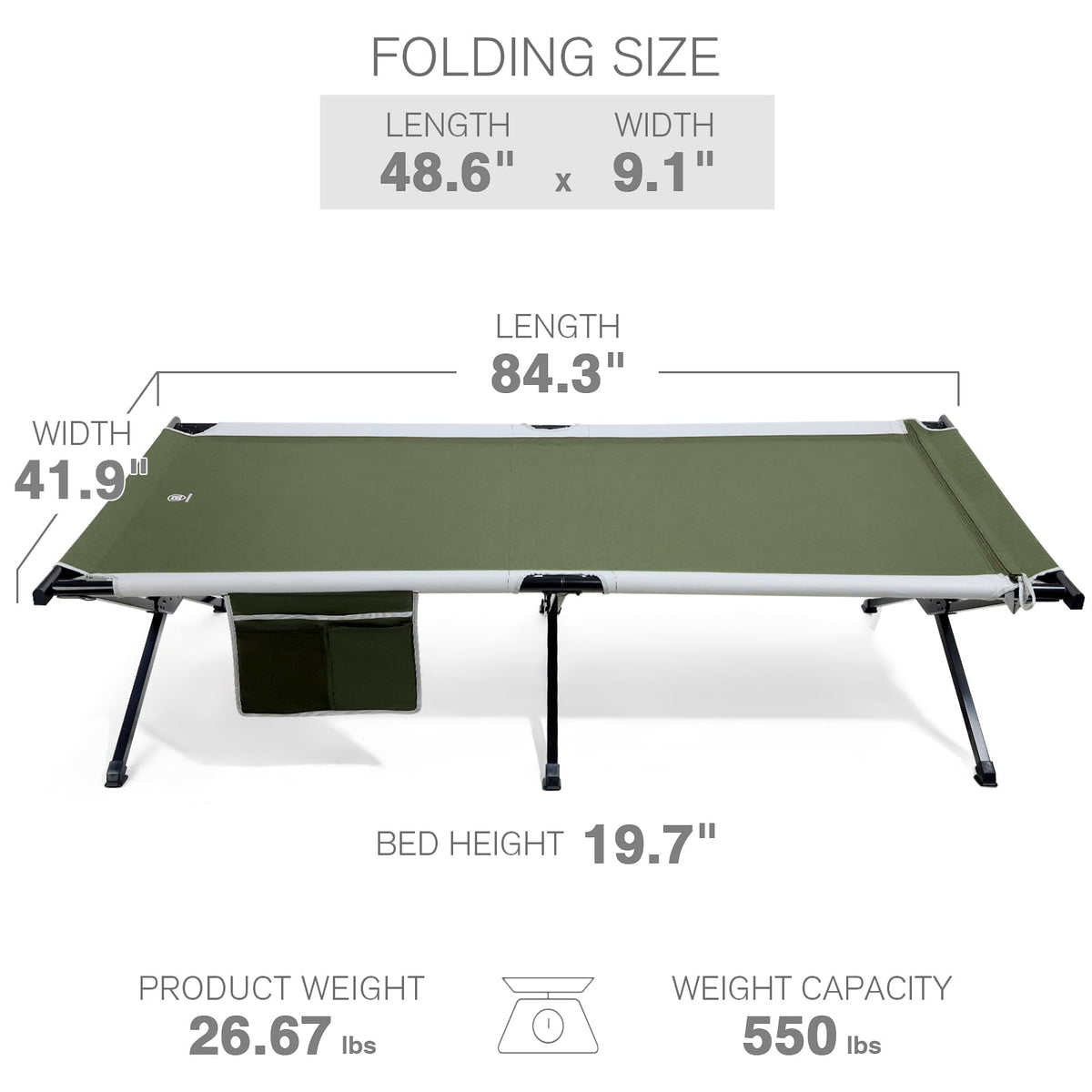 Extra Wide Folding Camping Cot with Carry Bag E248448