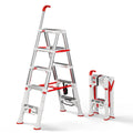 Telescoping Extension Ladder, 4.4FT Folding Step Stool, Aluminum 5 Step Ladder 600lbs Capacity L7340