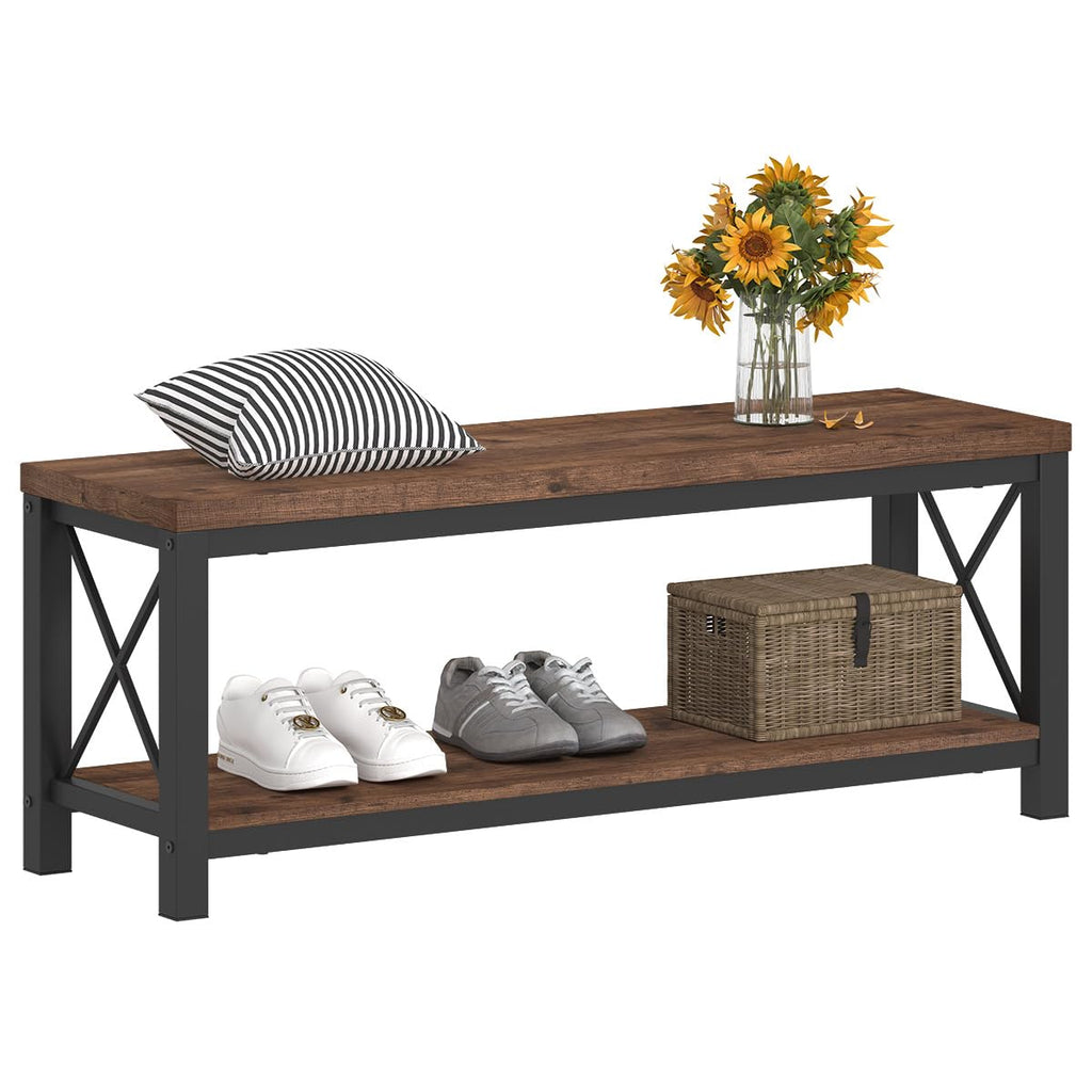 2 Tier Wood Metal Storage Bench T768