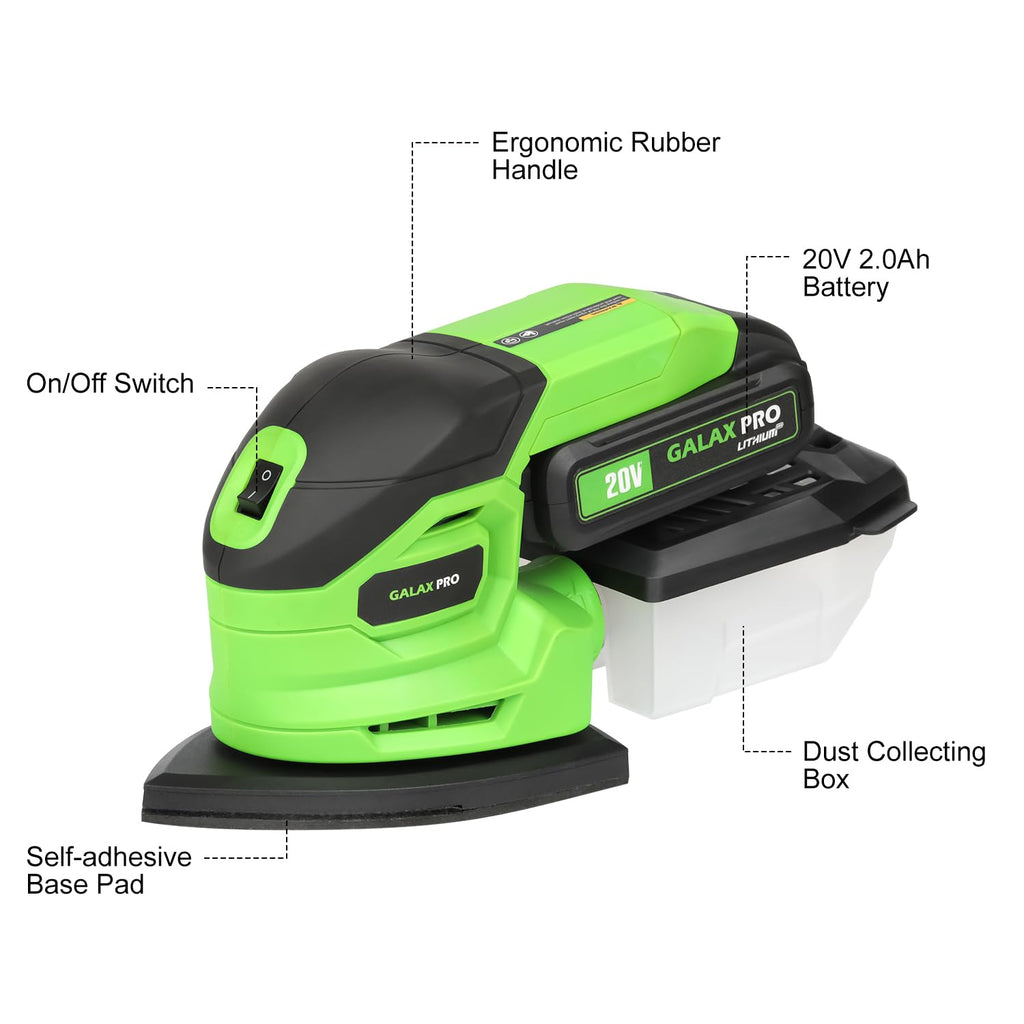 Cordless Detail Sander 2.0Ah Battery, 20 Pcs Sandpapers L905