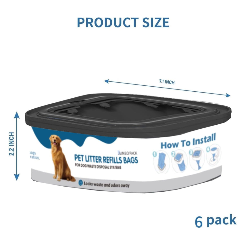6 Pack Jumbo Square Refills Pet Waste Bags R82031