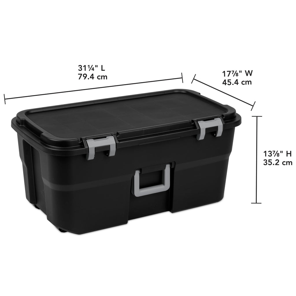 Black 22 Gal Wheeled Plastic Storage Trunk 2 Pack N9182