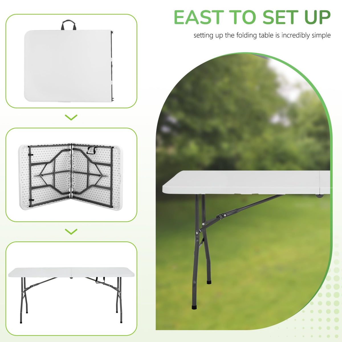 6FT White Portable Plastic Folding Table E76924