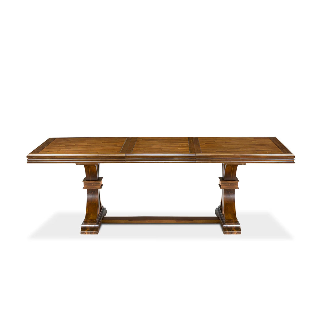 9 Piece Dining Table Set with 8 Light Beige Fabric Chairs X189