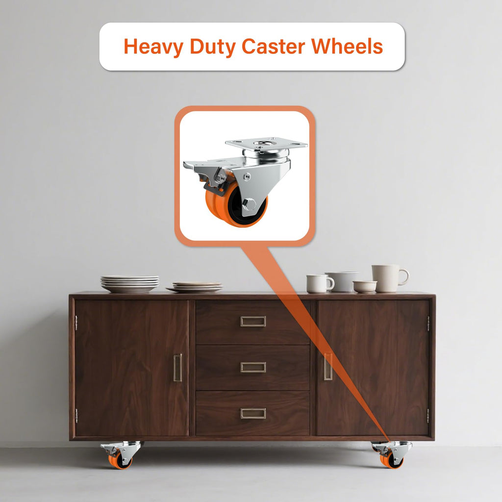 2" Double Wheel Casters with Brake 4 Pack S55673