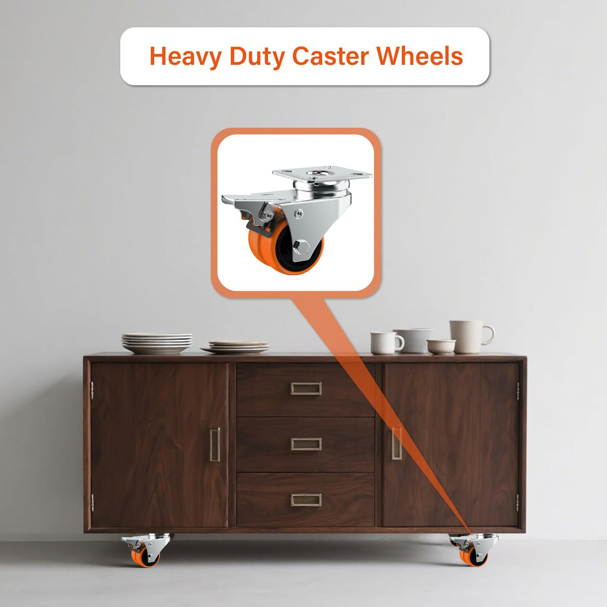 2" Double Wheel Casters with Brake 4 Pack S55673
