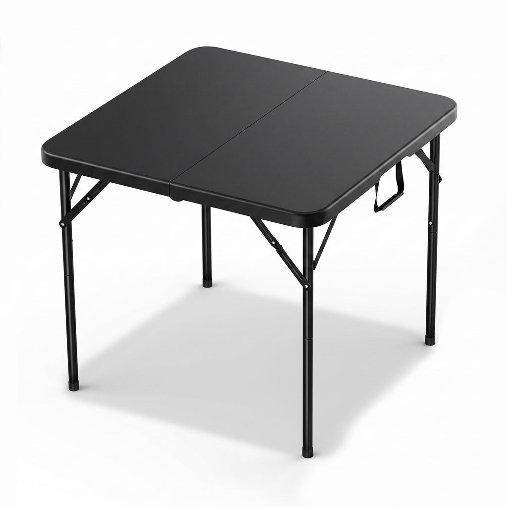 34" Square Folding Card Table with Built-in Handle, Black Z901642
