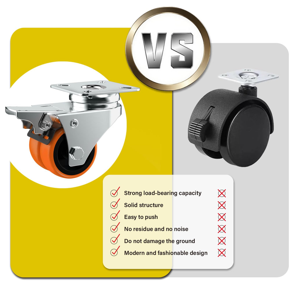 2" Double Wheel Casters with Brake 4 Pack S55673
