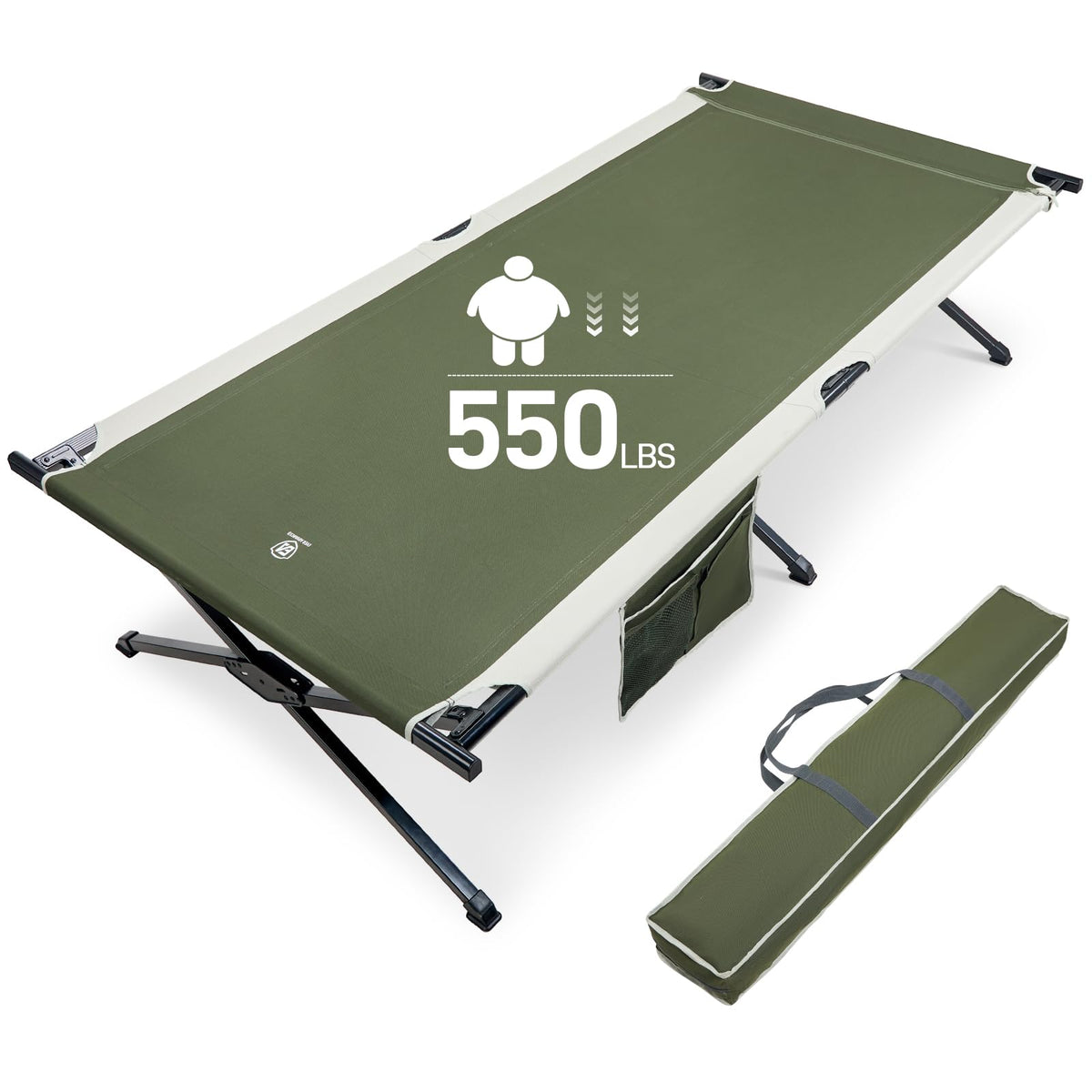Extra Wide Folding Camping Cot with Carry Bag E248448