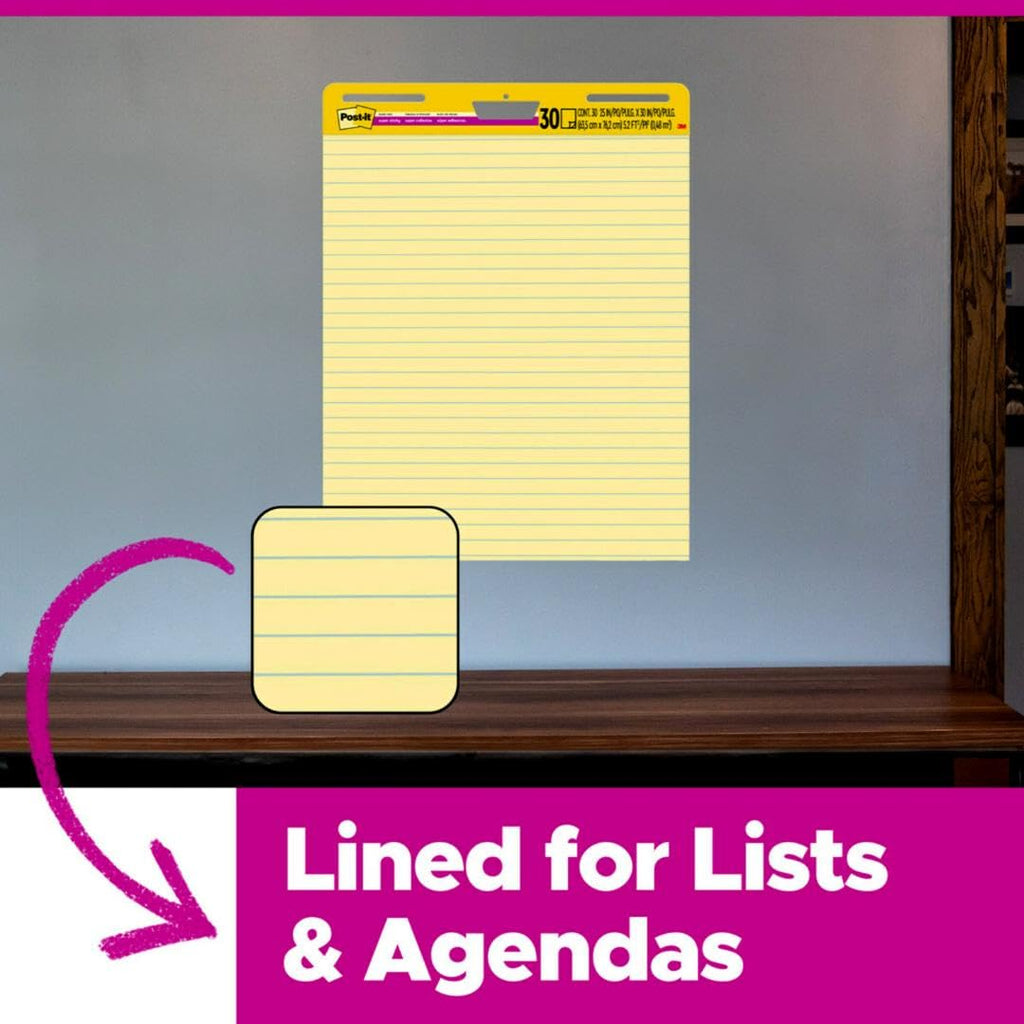 Yellow Lined Easel Pad, 25 x 30 in, 2 Pads Q8604