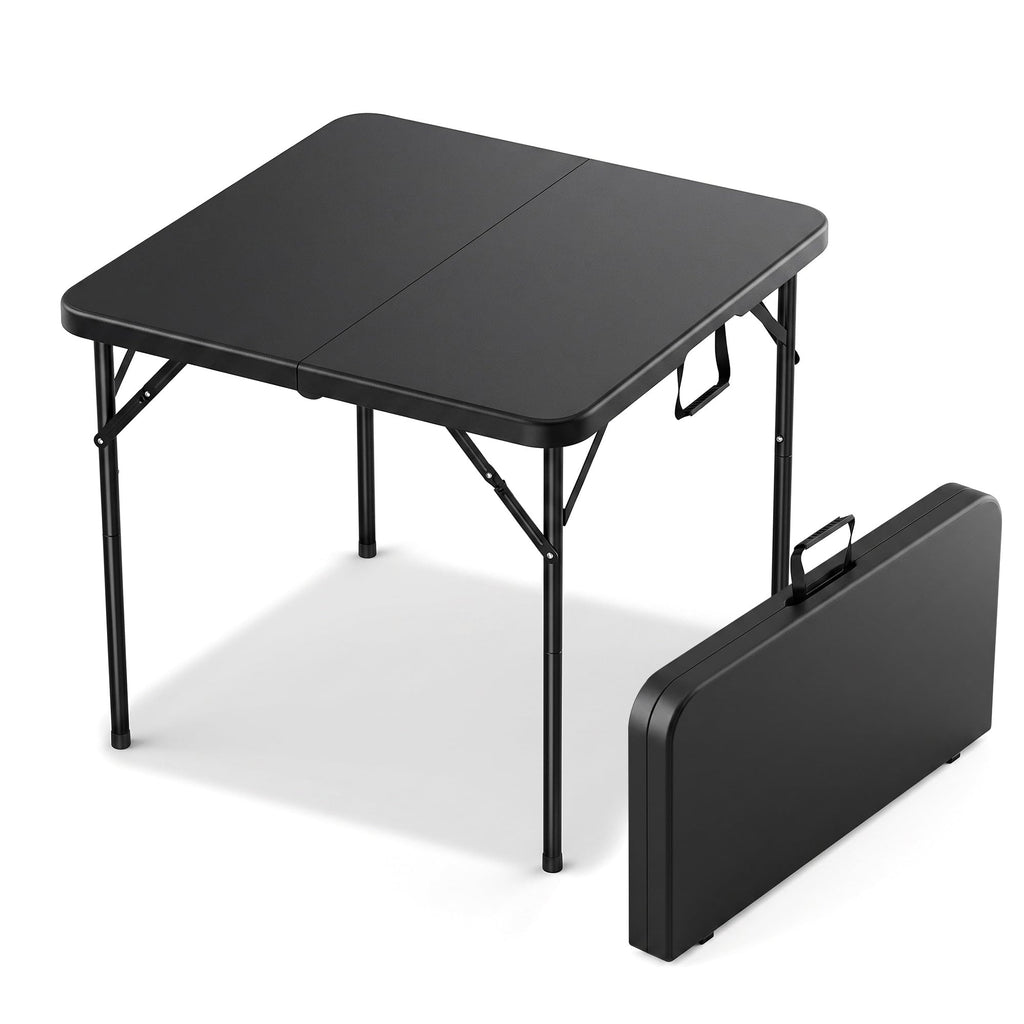 34" Square Folding Card Table with Built-in Handle, Black Z901642
