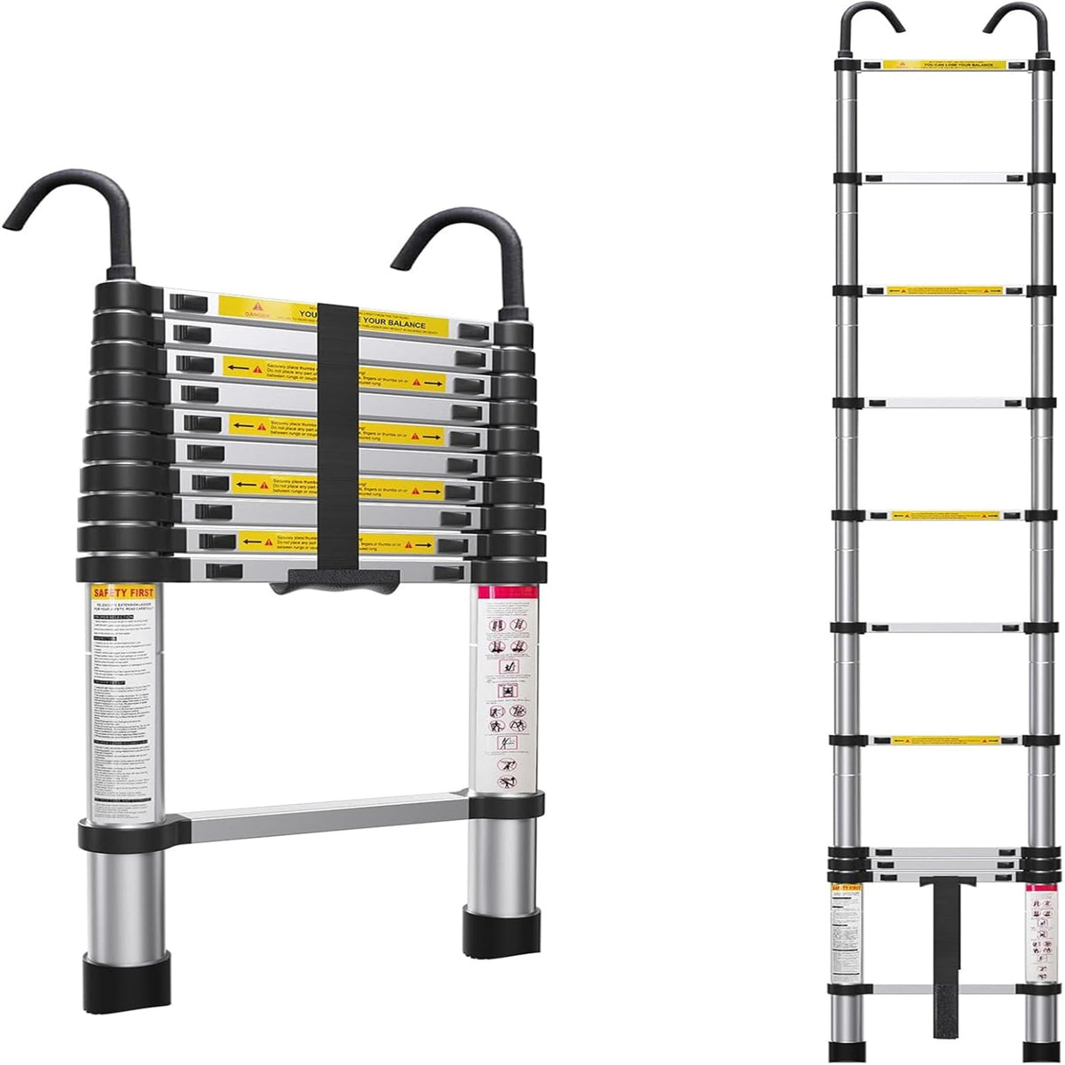 10.5ft Aluminum Telescoping Ladder 330 lbs Capacity L29728
