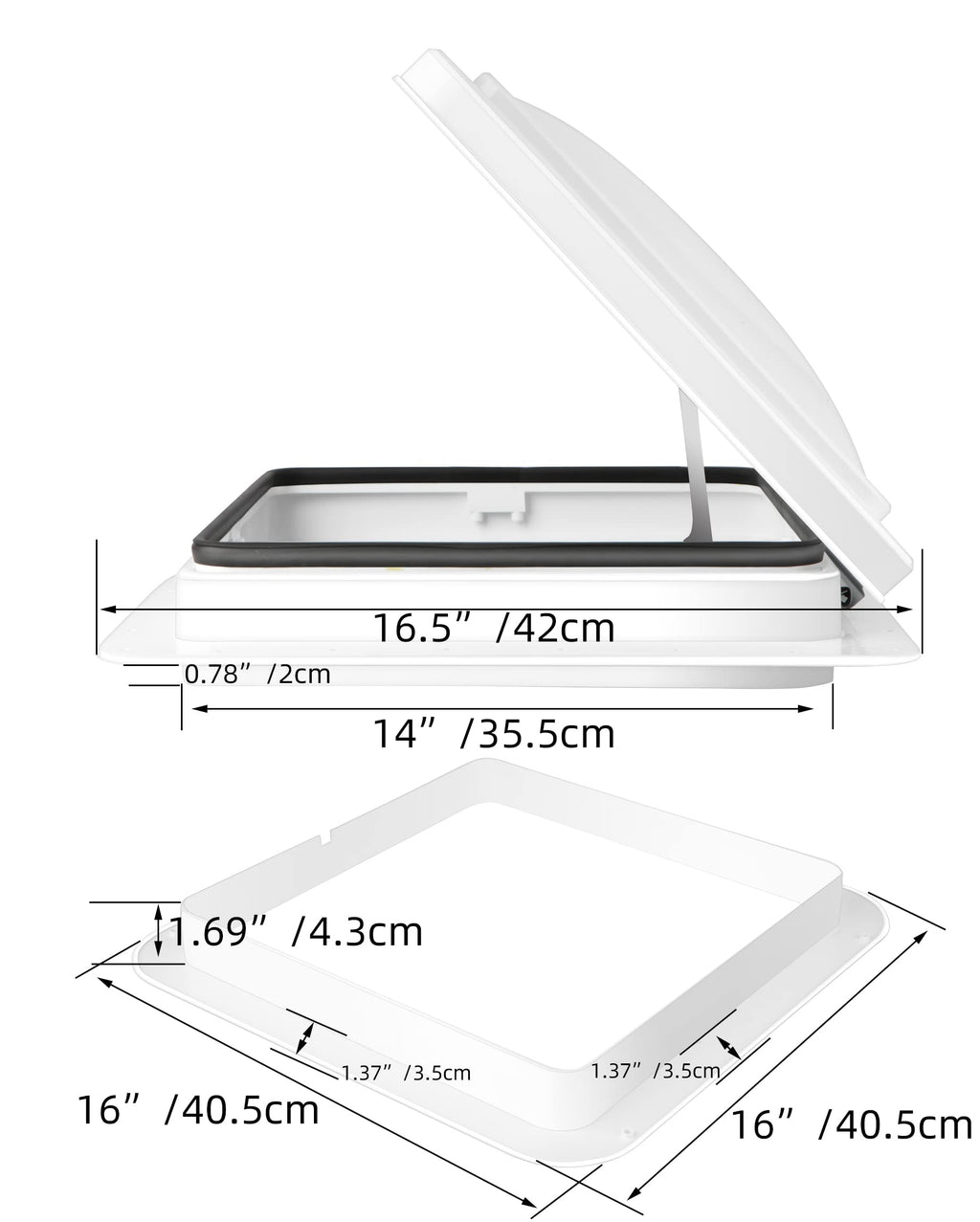 RV Trailer Roof Vent Manual 14" x 14" Z1372