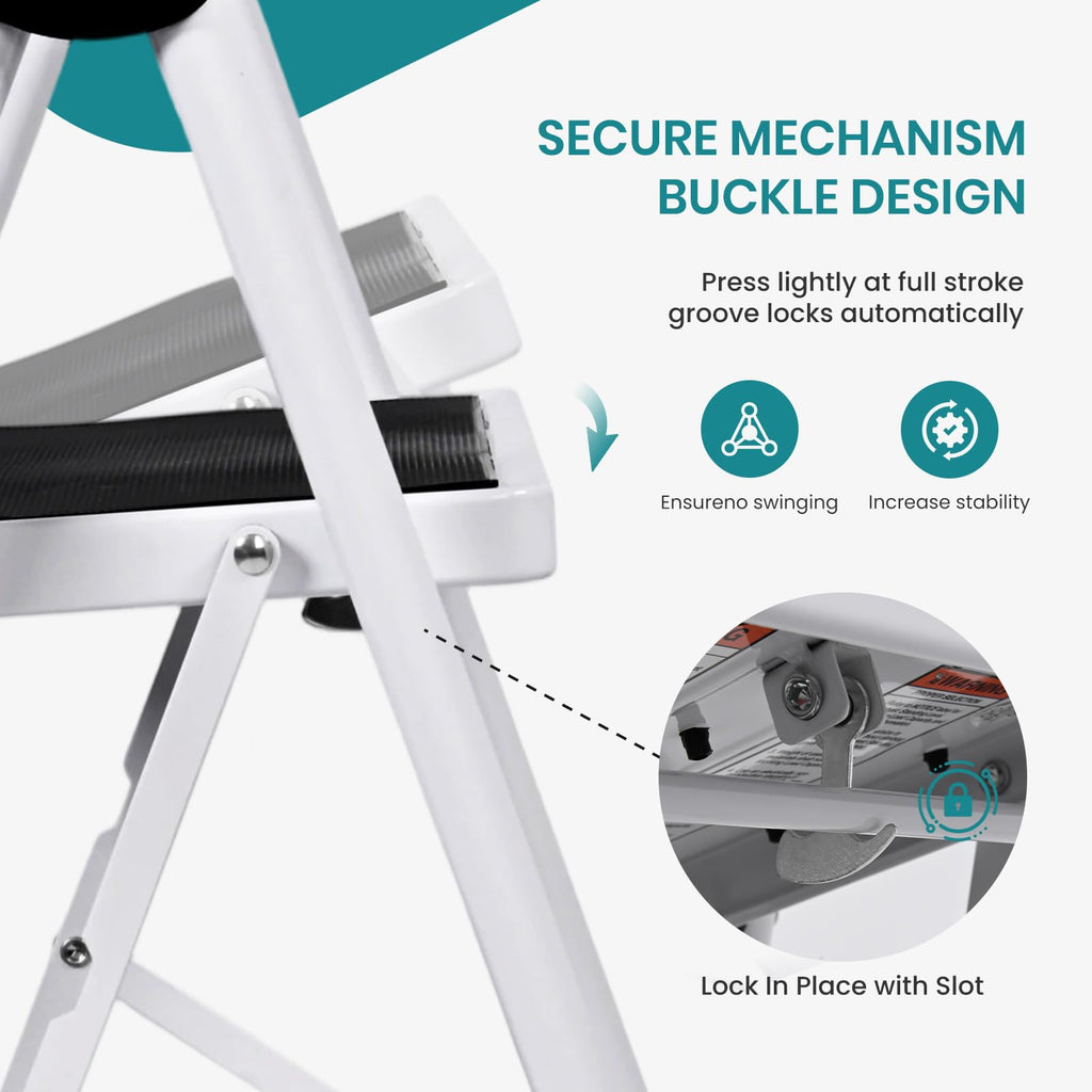 3 Step Ladder with Anti-Slip Pedal & Handrail D583