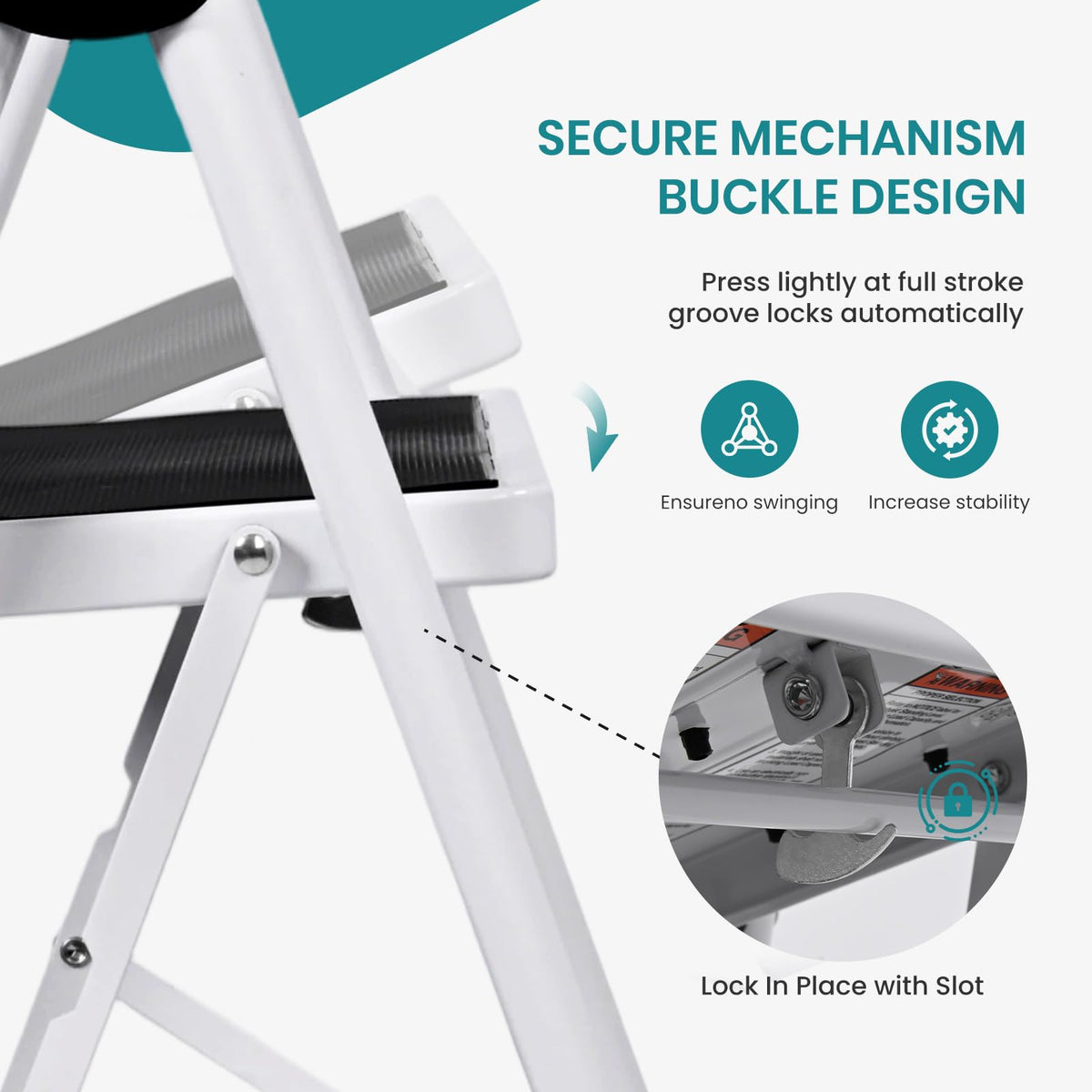3 Step Ladder with Anti-Slip Pedal & Handrail D583