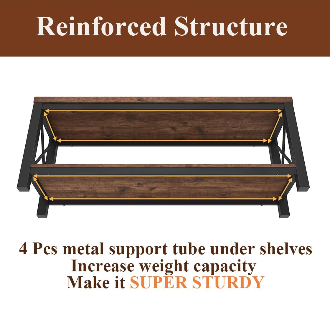 2 Tier Wood Metal Storage Bench T768