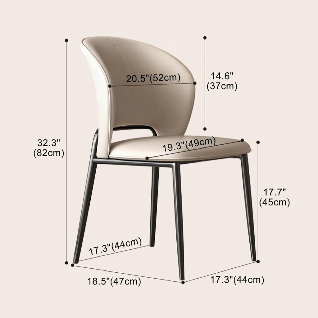 Black Faux Leather Dining Chairs with Metal Legs Q976