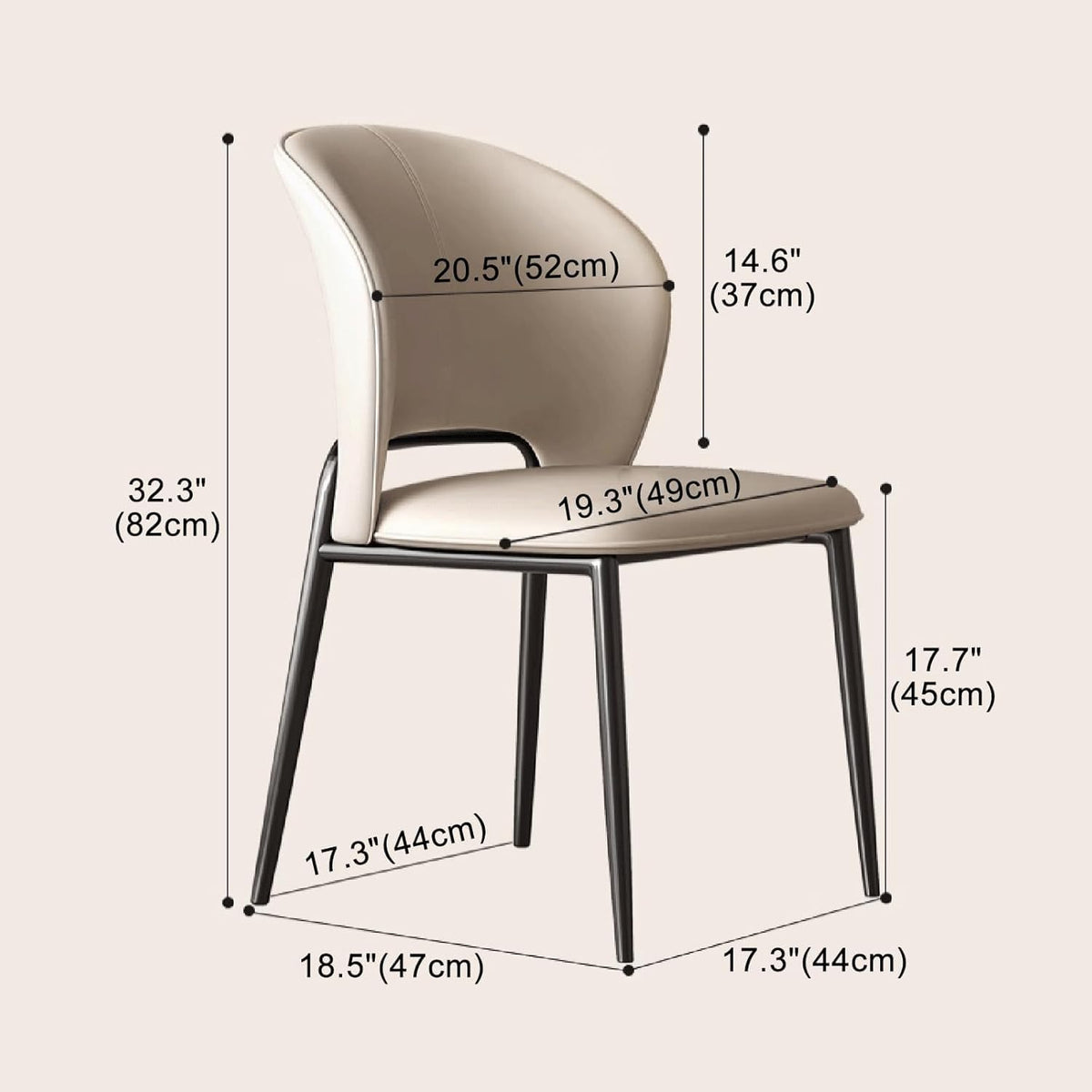 Black Faux Leather Dining Chairs with Metal Legs Q976