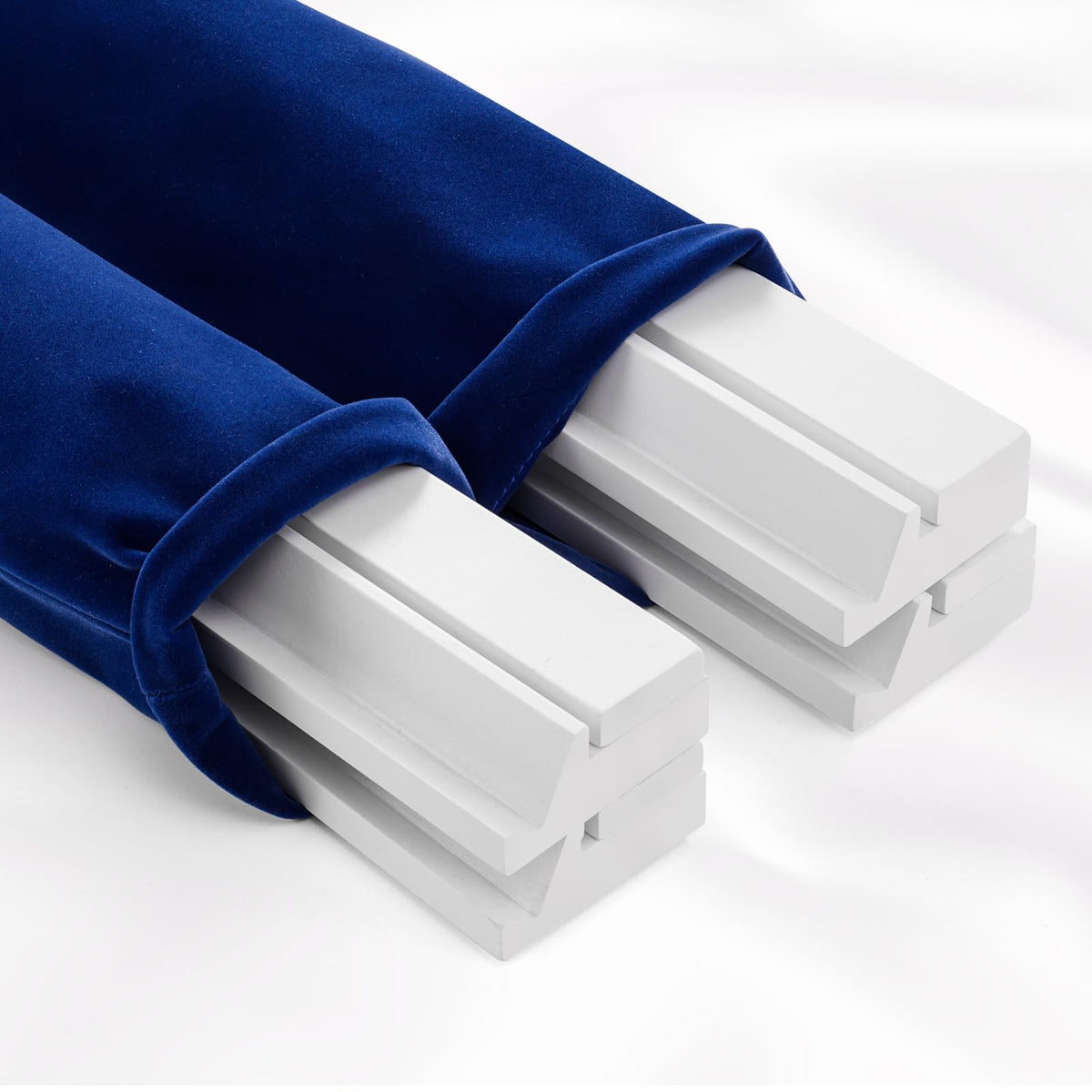 Blue Velvet Drawstring Storage Bag with 2 Compartments D526695