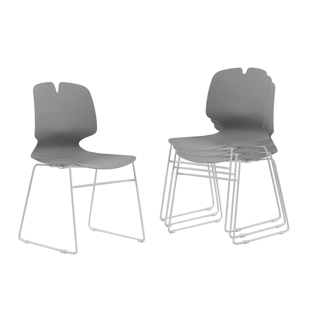 Grey Polypropylene Steel Office Chair Set of 4 M3360