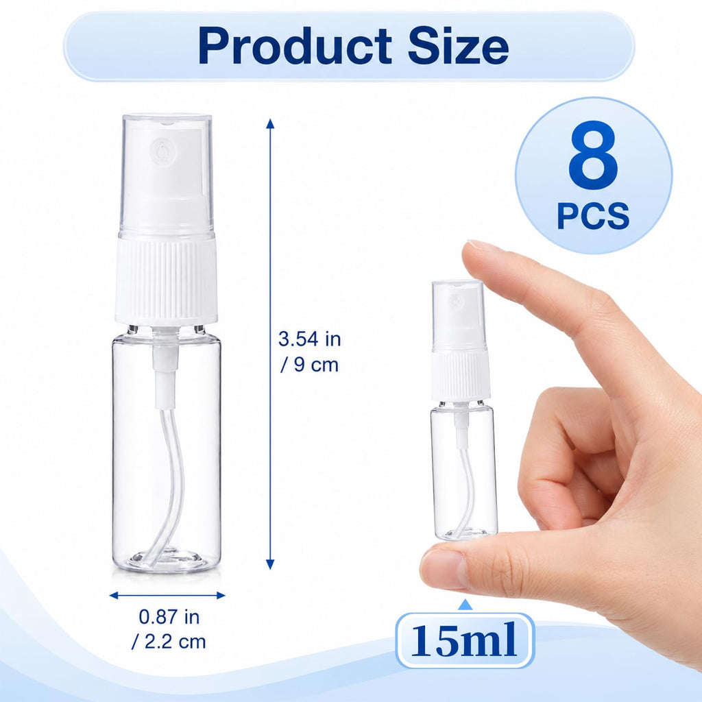 8 Pcs 0.5 Oz Fine Mist Travel Spray Bottles S738
