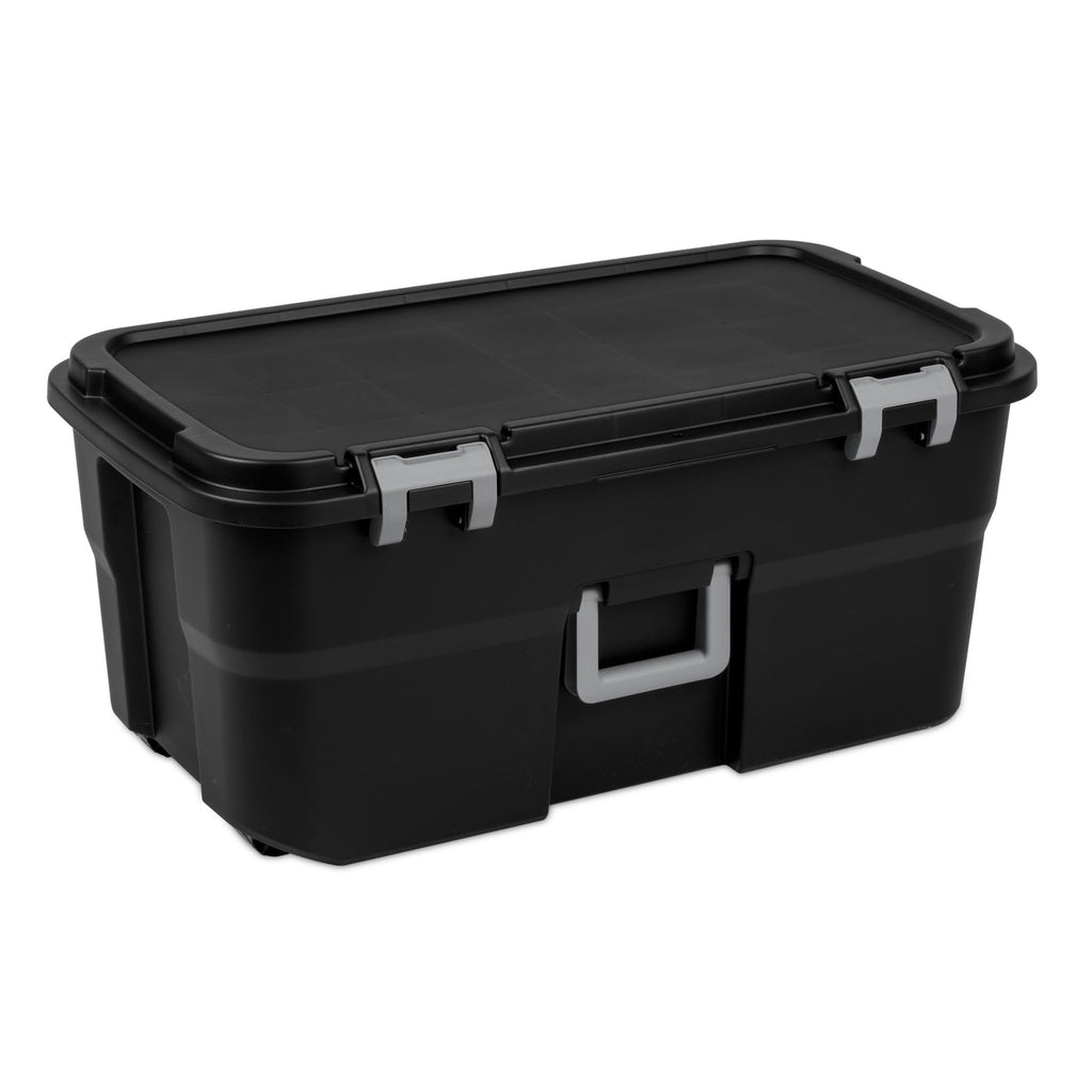 Black 22 Gal Wheeled Plastic Storage Trunk 2 Pack N9182