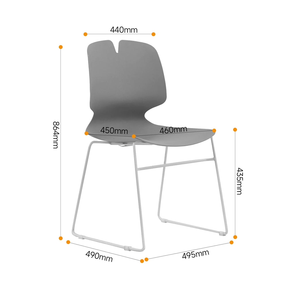 Grey Polypropylene Steel Office Chair Set of 4 M3360