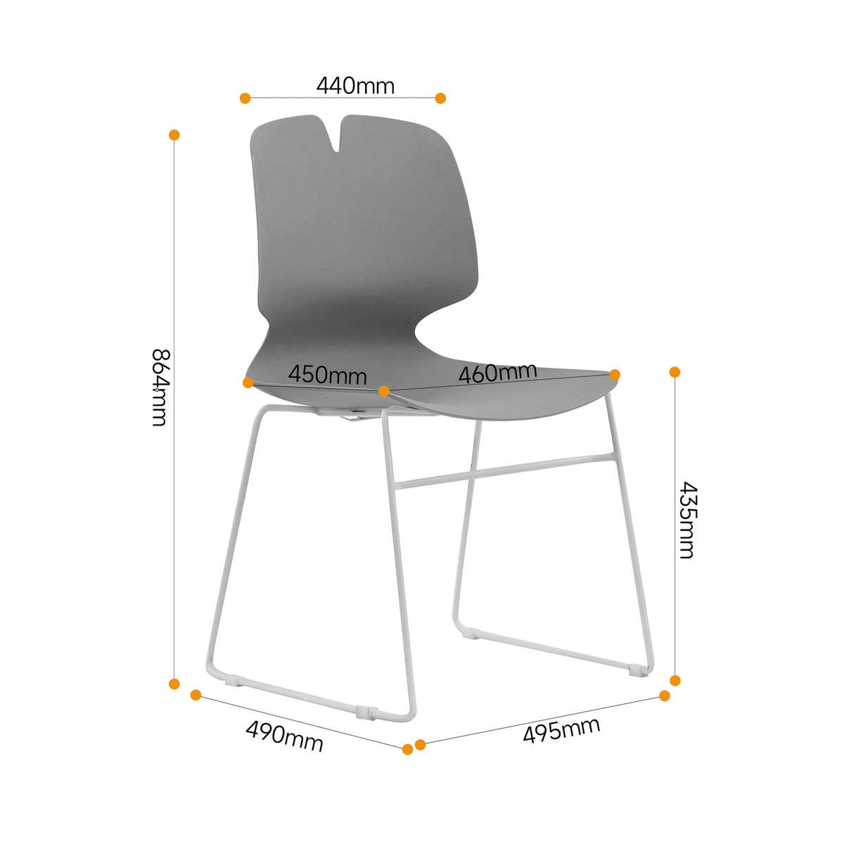 Grey Polypropylene Steel Office Chair Set of 4 M3360