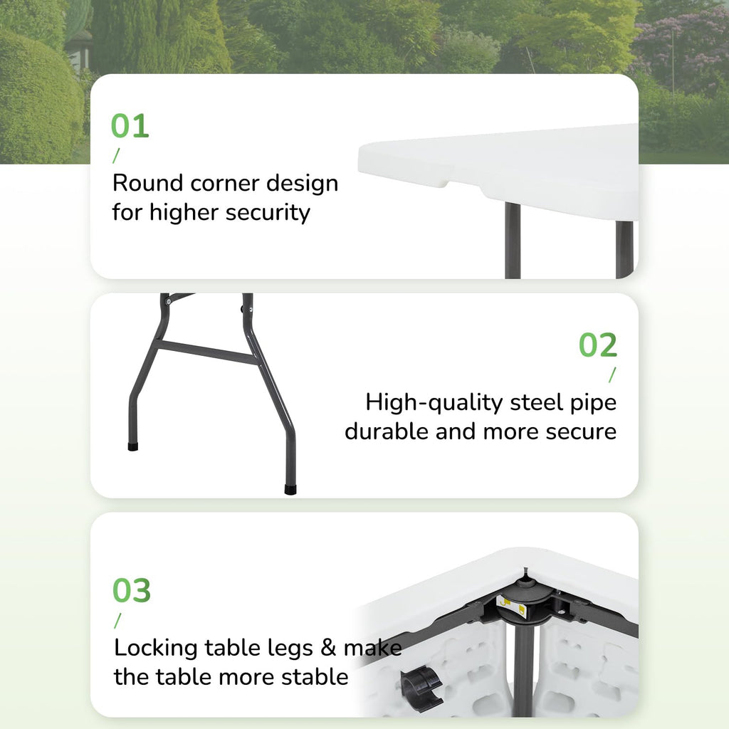 6FT White Portable Plastic Folding Table E76924