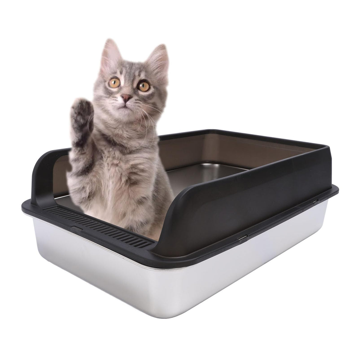 Stainless Steel Top Entry Cat Litter Box with Lid Q765