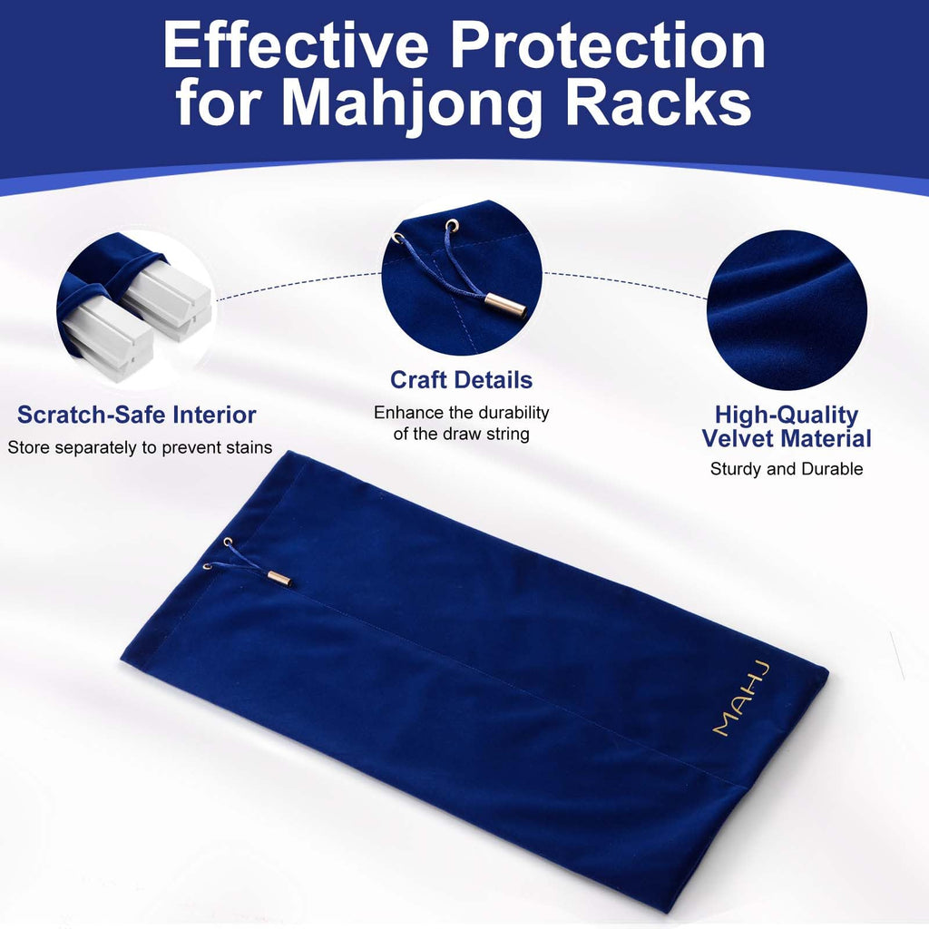 Blue Velvet Drawstring Storage Bag with 2 Compartments D526695