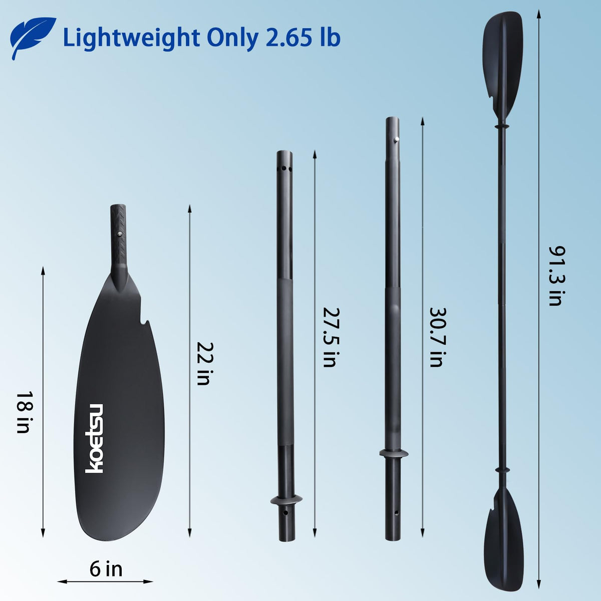 Aluminum 4-Piece Adjustable Double-Sided Kayak Paddle U99521