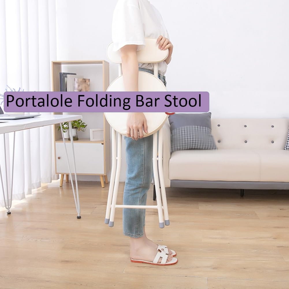 Portable Folding Stool with Back Support, Footrest, Padded Seat, Black P507905