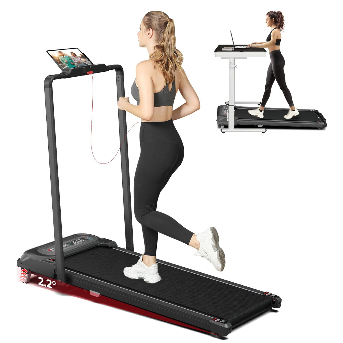 2 in 1 Folding Treadmill with Handle Bar Y71636