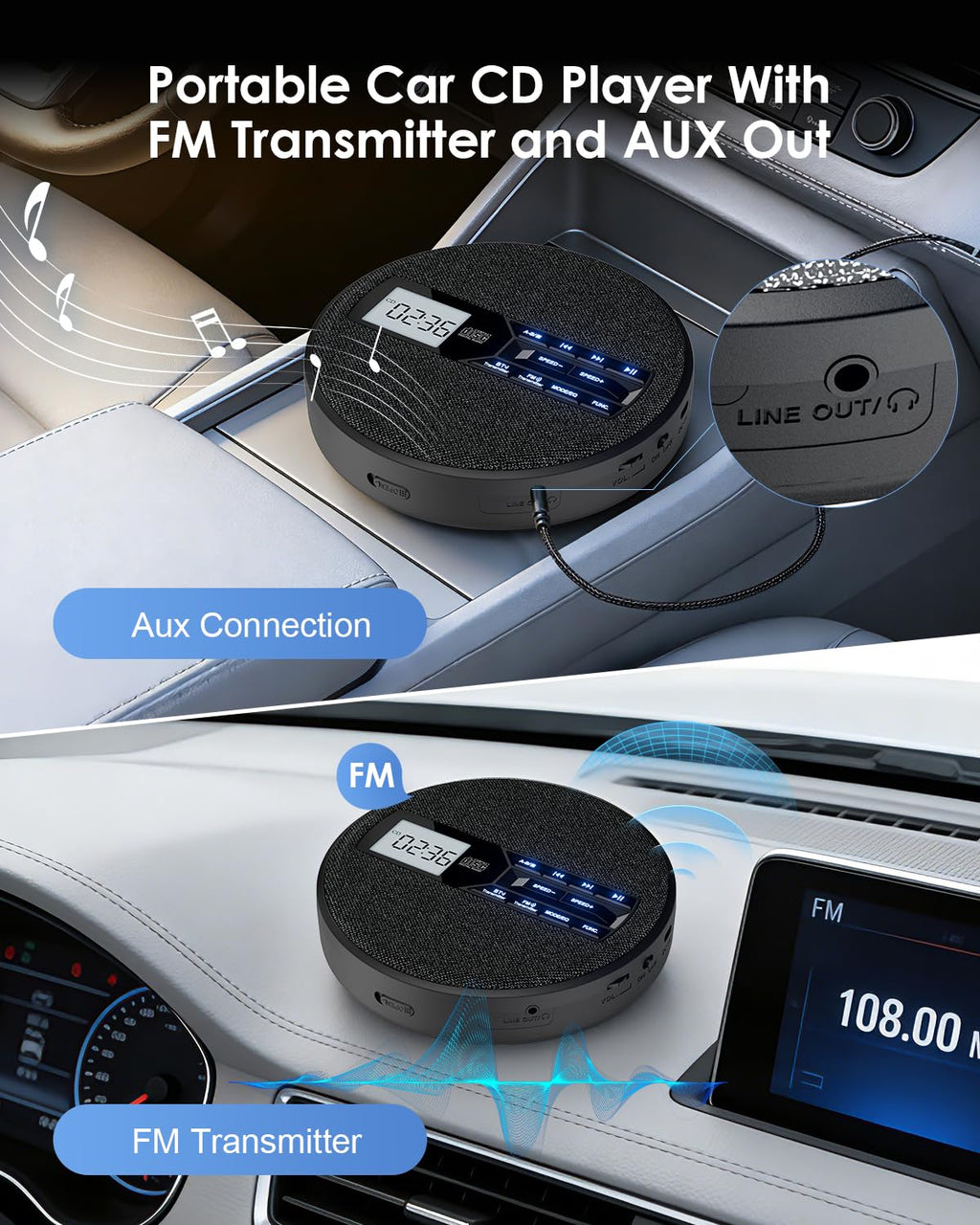 Portable CD Player with Bluetooth & FM Transmitter G38976