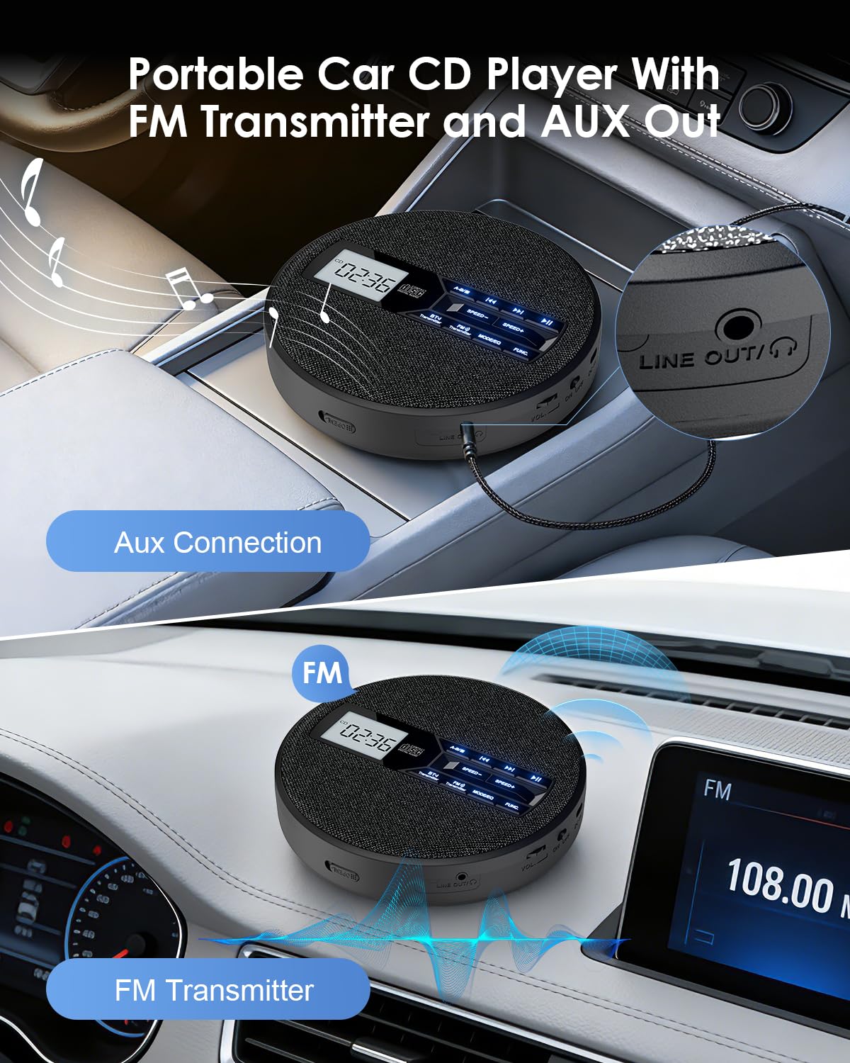 Portable CD Player with Bluetooth & FM Transmitter G38976